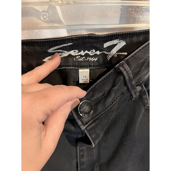 Seven 7 Jeans Womens 14 Black Denim High Rise Skinny S Pocket Stretch EUC 32” - Picture 4 of 4